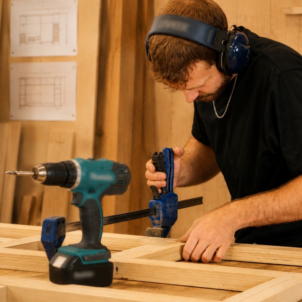 Fabrication d’ouvrages de menuiserie en atelier